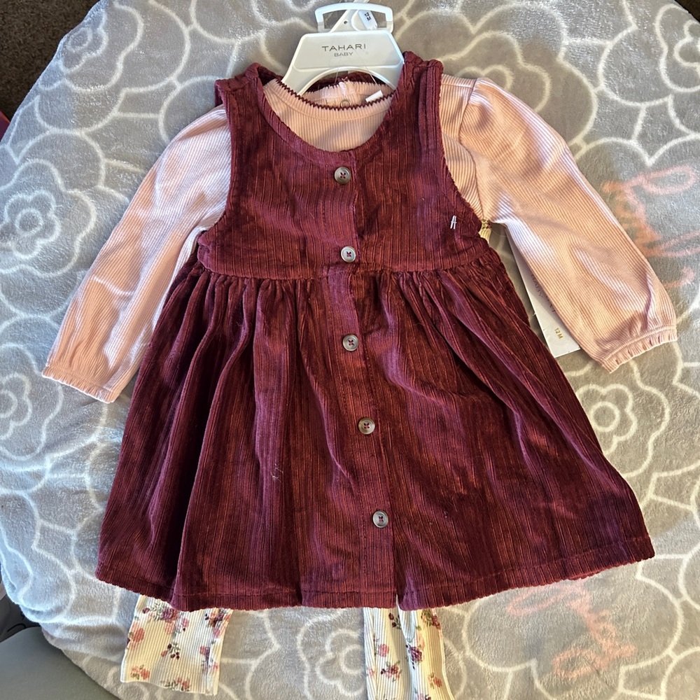 Tahari Burgundy velvet Dress set